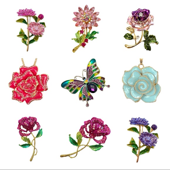 🎄Pink Crystal Gemstone Daisy Flower Brooch - Picture 5 of 8